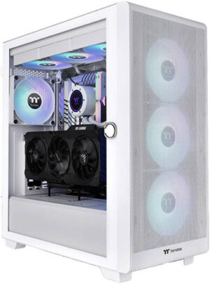 Thermaltake S250 TG aRGB Mid Tower Computer Case, 4x CT120 aRGB Pre-Installed Fan, Up to 420mm Radiator & 11x Fan Support, 4mm Tempered Glass Panel, SPCC Material, Snow | CA-1Y6-00M6WN-00