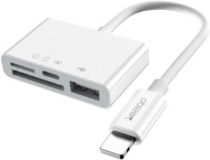 Yesido 4-In-1 OTG Adapter, Lightning To USB / Lightning / TF Card / SD Card Interface, Support Data & Charging, PC Material, 15cm Cable Length, White | GS12
