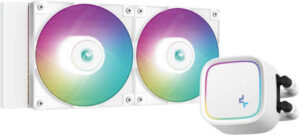 Deepcool LE520 aRGB AIO Liquid CPU Cooler, 240mm Radiator, 2x High-Performance aRGB Fans, 500~2250 RPM Fan Speed, 85.85 CFM Fan Airflow, Hydro Bearing Type, White | R-LE520-WHAMMN-G-1