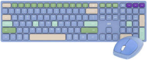 Fantech WK895 Pop Wireless Keyboard Mouse Combo, 110 Keys, Multimedia Function Keys, Silent Switches, ENG-ARB Layout, 5 Button Mouse, BT & 2.4Ghz Connectivity, Blue | WK-895