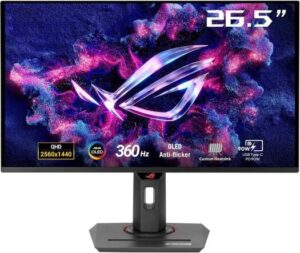 ASUS ROG Strix XG27ACDNG Gaming Monitor, 27" QD-OLED Display, QHD Resolution, 360Hz Refresh Rate, 0.03ms (GtG) Response Time, AMD FreeSync Premium Pro & G-SYNC Compatible, Black | XG27ACDNG