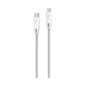 Powerology Braided USB-C to Lightning Cable  Designed to Withstand up to 15000+ Bands (1.2m/4ft) - White | PCAB001-WH