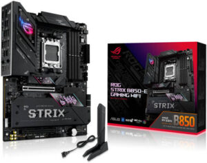 ASUS ROG Strix B850-E Gaming WiFi AM5 ATX Motherboard, AMD B850 Chipset, 4x DIMM DDR5 Slots, Up to 192GB Max Memory, 1x PCIe 5.0 x16 SafeSlot, 5x M.2 Slots, WiFi & BT Connectivity | 90MB1J60-M0EAY0