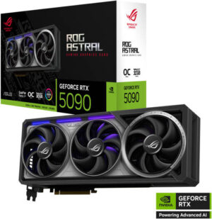 ASUS ROG Astral GeForce RTX 5090 OC Edition Graphics Card, 32GB GDDR7 512-Bit Memory, 2580 MHz Boost Clock, 21760 CUDA Cores, PCI Express 5.0 | 90YV0LW0-M0NA00