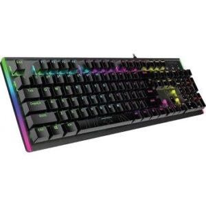 Vertux Comando High Performance Mechanical Gaming Keyboard, Rainbow LED Backlight, 125Hz Frequency, 100% Anti Ghosting, 1.5m Cable Length, Black | Comando