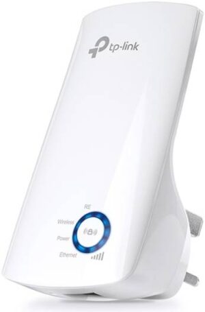 TP-Link 300Mbps Wi-Fi Range Extender, 2.4GHz Frequency, Up to 300Mbps Signal Rate, 2x Internal Antennas, 1x Ethernet Port (RJ45), UK Plug, White | WA850RE