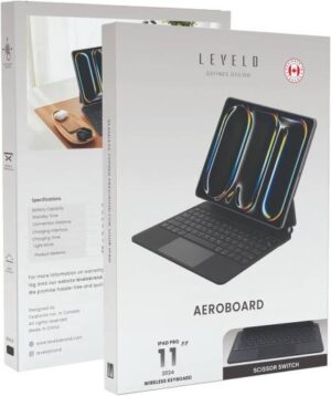 Levelo AeroBoard Saffanio Leather Wireless Keyboard for 11 Inch iPad Pro 2024, Black