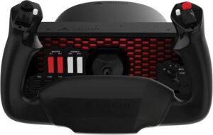 Honeycomb Aeronautical Alpha Flight Controls XPC, For Xbox Series/PC, 8-Way Hat Switch, 180° Yoke Rotation, 2-Way Rocker Switches, 9-Switch Panel, Universal Panel-Mounting Compatible, Black | HC003653