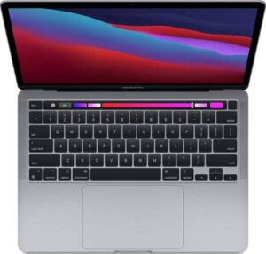 Apple MacBook Pro 2020 13" Retina Display with True Tone Laptop , M1 Chip with 8core CPU, 8GB Ram, 512GB SSD, Touch Bar and Touch ID, English ARABIC  Backlit Keyboard, Gray | MYD92 / MYD92LL/A