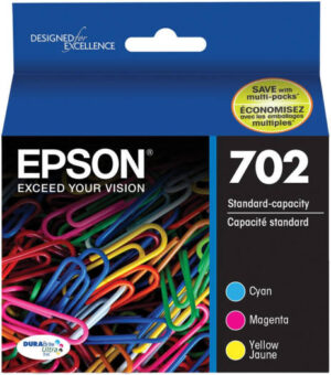 Epson 702 DURABrite Ultra 3-Pack Standard Capacity Ink Cartridges Combo Pack, For WorkForce Pro WF-3720, WF-3730, WF-3733 | T702520-S