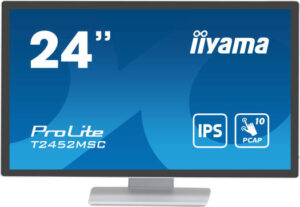 iiyama ProLite T2452MSC-W1 Monitor, 24" FHD IPS Display, 60Hz Refresh Rate, 14ms (BtB) Response Time, Projective Capacitive Touch Technology, 10 Touch Points, 16.7m Color Support, White | T2452MSC-W1