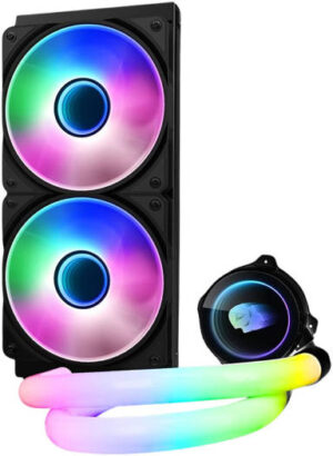 WJCoolMan Neon Mirror Cooler RGB CPU Cooler, 280mm Radiator, 2x Cooling Fan, 2000 RPM Max Speed, Pure Copper Base Fin, High Efficiency Water Pump, Black | WJ-NEONMIRROR-B