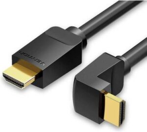 Vention HDMI 2.0 Right Angle 90° Cable, Supports Up to 4K @ 60Hz Resolution, Gold-Plated Connector, Tinned Copper Conductor, Aluminum Foil + Mesh Shielding, 30 AWG, 5m Cable Length, Black | AARBJ