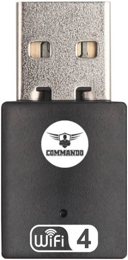 COMMANDO Wireless USB Network Adapter, 300Mbps, 20dBm, Dual Internal Antenna, 64/128-bit WEP, Desktop/PC, Wider Coverage, Black | AIR-WA300