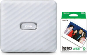 Fujifilm Instax Link Wide Smartphone Printer & Instant Film Bundle, QR Print Mode, Over 30 Editable Templates, Multi-Print, 3"x 5" Photos, Ash White | 600022949