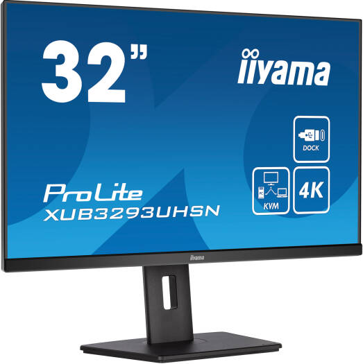 iiyama ProLite XUB3293UHSN-B5 Monitor, 32" 4K UHD IPS Display, 60Hz Refresh Rate, 4ms (GtG) Response Time, 1.07b Color Support, KVM Switch, 2x 3W Speakers, Black | XUB3293UHSN-B5 - Image 2