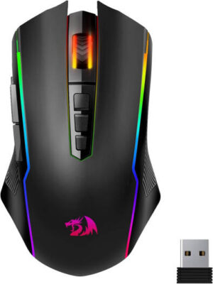 Redragon M914 3 Mode Wireless Gaming Mouse, Up to 10,000 DPI Resolution, Wired/2.4G/BT Modes, RGB Backlight, 9 Customized Buttons, Type-C Detachable Cable, Black | M914