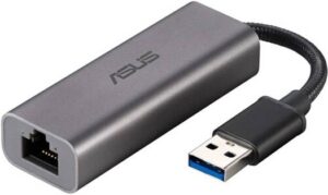 ASUS USB-C2500 USB Type-A 2.5G Base T Ethernet Adapter, with Backward Compatibility of 2.5G/1G/100Mbps, Wide Compatibility for USB 3.0 Port, Easy Installation, Plug & Play, Grey | 90IG0650-MO0R0T