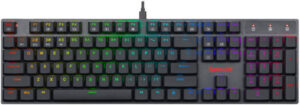 Redragon K535 Low Profile Full Size Mechanical Keyboard, Blue Switches, Tri-Mode Connectivity Type-C Wired, BT5.0 & USB Dongle, Anti-Ghosting, N-Key Rollover, Non-Slip Ergonomic, Black | K535P-KBS
