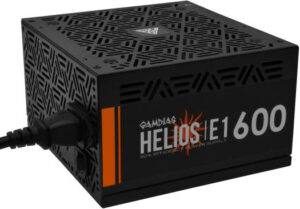 GAMDIAS Helios E1-600W PSU, 600W Power, Meets 80% Efficiency, Automatic Fan Speed Optimization, 620mm EPS Cable, Support C6/C7 Power States, Stealth Black | GD-HELIOS-E1-600