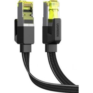 UGreen Ethernet Cable Cat7 Ribbon Braided Flat Wire RJ45 Cable, 10Gbps 600MHz High Speed Patch Cord Compatible with Smart TV, Swicth, Raspberry, Modem, Router (1M) | 40159