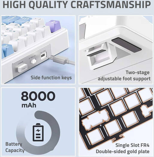 AULA F99 Gasket 98% Mechanical Keyboard, 99 Keys, Hot Swappable, Pre-Lubed Linear Switches, Ultra Low Latency, Five Layers of Noise Reduction, 8000mAh Battery, Tri-Mode Connectivity, Black/Green | F99 - Image 2