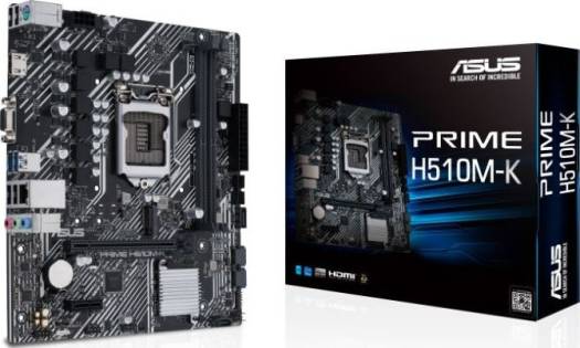 Asus Prime H510M-K - Intel® H510 Chipset, LGA 1200, Max Memory 64GB DDR4 3200, 1 x D-Sub Port 1 x HDMI Port, (UDIMM), PCIe 4.0, Micro ATX Motherboard | 90MB17N0-M0EAY0
