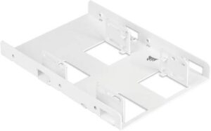 Corsair Dual 2.5" to 3.5" Drive Mounting Bracket, Fits Two 2.5" SSDs, Anodized Aluminum, Adjustable Mounting Points, White | CSSD-BRKT2W