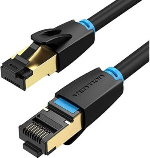 Vention Cat.8 SSTP Round Patch Cable, 40Gbps Network Speed, 2000MHz Bandwidth, 28AWG Oxygen Free Copper Core, SSTP Shielding, PVC Jacket, 2 Meter, Black | IKABH