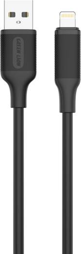 Green Lion PVC 2.4A USB-A to Lightning Cable, 1 Meter Length, Black