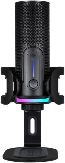 Streamplify MIC PRO RGB Microphone, 14mm Condenser Capsules, Versatile Pick-Up Pattern, 192kHz/24bit Sampling Rate, 10 RGB Lighting Effects, Adjustable Gain Control, Black | 70555
