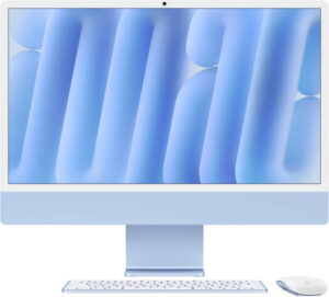 Apple iMac (2024) AIO Desktop Computer, 24" 4.5K Retina Standard Display, Apple M4 Chip with 10-Core CPU, 10-Core GPU, 16-Core Neural Engine, 24GB RAM, 1TB SSD, English Keyboard, Blue | Z1EQ000MR