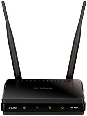 D-Link Wireless N Range Extender, 2x 2 dBi Gain Detachable Omni-Directional Antennas, 2.4GHz Frequency, Up to 300 Mbps Signal Rate, 1x Fast Ethernet LAN, Black | DAP-1360