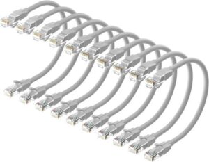 Vention Cat 6 UTP Round Patch Cable, 1000Mbps Maximum Speed, PVC Enclosure, 0.1 Meter Length, 10 Pack, Gray | IBEHA-10