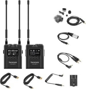 Saramonic Advanced Wireless UHF Lavalier System with Dual-Channel Camera-Mount Receiver, Premium DK3A Lavalier, Li-Ion Power, Hard Case & More (UwMic9S Kit 1),UWMIC9S-KIT1