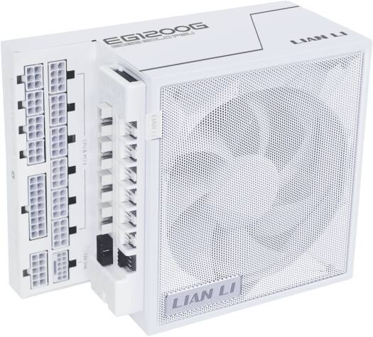 Lian-Li EDGE GOLD Fully Modular Power Supply, 1200W Power, 80 PLUS Gold Efficiency, 120mm FDB Fan Type, Active PFC, ATX 3.1 Form Factor, 2400 RPM Fan Speed, White | EG1200G.WHITE
