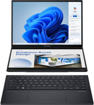 ASUS Zenbook DUO Dual Screen UX8406M Laptop, 14" 3K OLED 120Hz Touch Display, Intel Core Ultra 9 185H, 32GB RAM, 1TB SSD, Intel Arc Graphics, ENG K/B, Win 11, Gray | 90NB12U1-M001J0 / 90NB12U1-M000D0