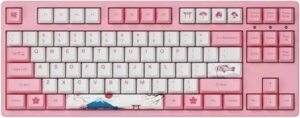 Akko World Tour Tokyo 87-Key TKL Wired Gaming Mechanical Keyboard, Programmable with OEM Profiled, PBT Dye-Sub Keycaps, N-Key Rollover, 2nd Gen Pink Linear Switch, Pink - White | 3087 V2