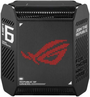 ASUS ROG Rapture GT6 Tri-Band WiFi 6 Gaming Mesh WiFi System, Covers up to 5,800 sq ft, Up to 4804Mbps Speed, 2.5 Gbps Port, Triple-Level Game Acceleration, UNII 4, 1PK, Black | 90IG07F0-MU9A10