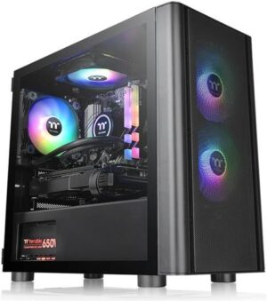 Thermaltake V150 Tempered Glass ARGB Breeze Micro Chassis, SPCC+Tempered Glass Material, Up to 280mm Radiator, Up to 4 Fans Support, Dust Filtration, Black | CA-1R1-00S1WN-02