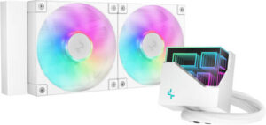 DeepCool LT240 ARGB Liquid CPU Cooler, 240mm Radiator, 2x FD12 ARGB Fan, 2400 RPM Fan Speed, 72.04 CFM Airflow, Hydro Bearing Type, Anti-Leak Technology, White | R-LT240-WHAMNC-G-1