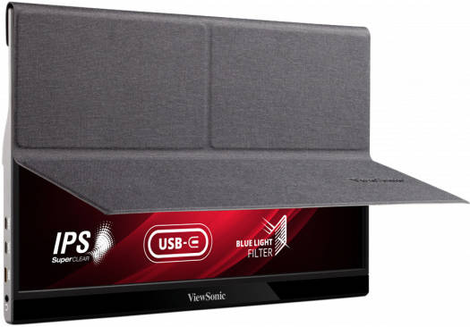 Viewsonic VG1655 16" FHD IPS Portable Monitor, 6.5ms Response Time, 16.2M Display Colors, 2x 0.8W Speakers, 2 Way Powered 60W USB C, Eye Care, Dual Speakers, Built in Stand with Cover, Black | VG1655 - Image 4