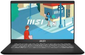 MSI Modern 14 C12MO Laptop, 14" FHD IPS Display, Intel Core i3-1215U Processor, 8GB RAM, 256GB SSD, Intel UHD Graphics, English-Arabic Keyboard, Windows 11 Home, Classic Black | 9S7-14J112-1068