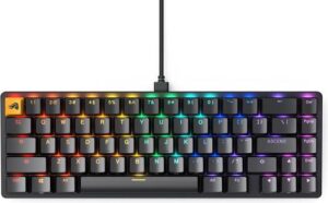 Glorious GMMK V2 Pre-Built Modular Mechanical Keyboard, ABS Doubleshot Keycaps, 65% Layout, 67 Keys, Fox Linear Switch, USB-C Interface, 5-Pin Hotswap Support, Black | GLO-GMMK2-65-FOX-B