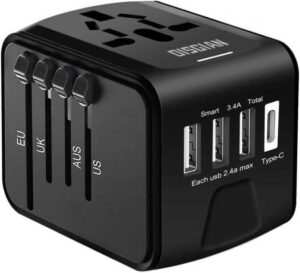 Generic Travel Adapter, Universal International Power Adapter with 3USB Port And Type-C International Wall Charger Worldwide AC Power Plug for Multi-nation Travel UK, EU, AU Over 200 Countries, Black