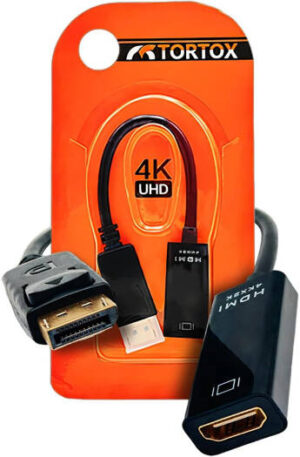 Tortox DisplayPort Male to HDMI Female Converter Adapter, 4K@60hz Max Resolution, 10.8Gbps Bandwidth, Built-in Conversion Chip, Gold Plated Connectors, Black | DP to HDMI Adapter