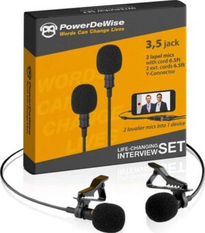 Professional Grade 2 Lavalier Lapel Microphones Set for Dual Interview-Dual Lavalier Microphone 2 Lavalier Microphone set for interview Microphone iPhone  | 1B