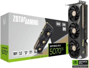 ZOTAC GAMING GeForce RTX 5070 Ti Solid Core OC Graphics Card, 16GB GDDR7 256-Bit Memory, 2482MHz Engine Clock, 28 Gbps Memory Clock, 8960 CUDA Cores, PCI Express 5.0 x16 | ZT-B50710J2-10P