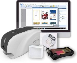 IDP IDP SMART 31S ID Card Simplex Printer Kit with PC Only Software, 250 Print YMCKO Color Ribbon, and 100 PVC Plastic Cards