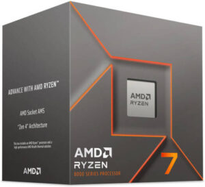 AMD Ryzen 7 8700F AM5 CPU Processor, 8 Cores & 16 Threads, 5 GHz Max Boost Clock, 8MB L2 & 16MB L3 Cache, Zen 4 Architecture, DDR5-5200 Memory, Includes Wraith Stealth Cooler | 100-100001590BOX